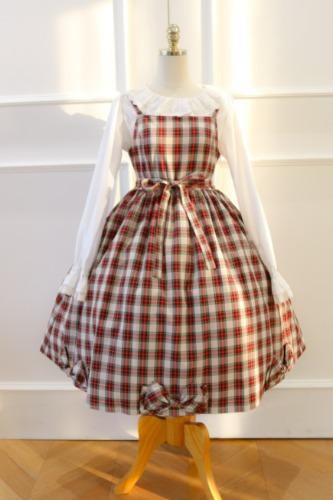 ★리프의 네번째 한복 시리즈-2021 Tartan Hanbok series 뒷셔링 점퍼스커트★화이트 XL 재입고!