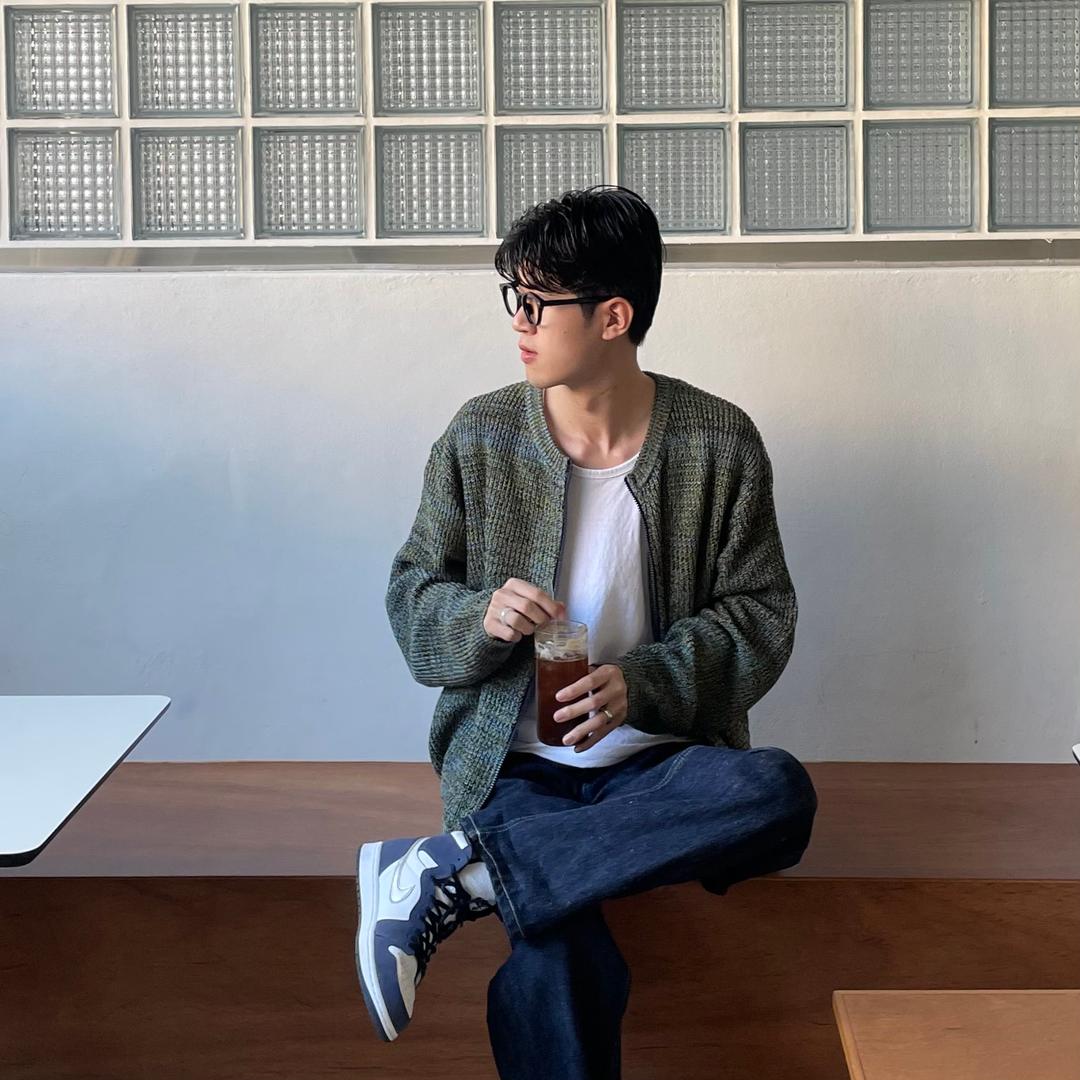Twist color cardigan - 남자 여자 하찌 니트 집업 투웨이오버핏 가디건