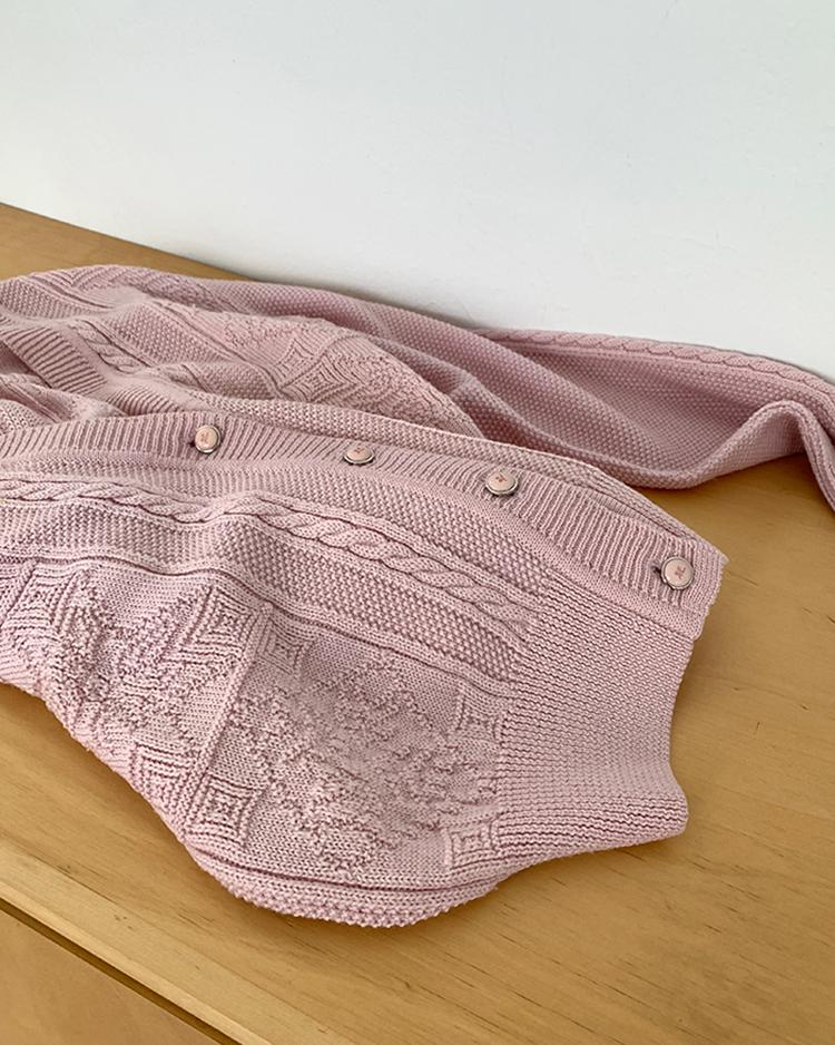 (Deadstock) 80's Courreges pink wool Cardigan
