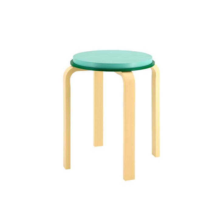 맥스 스툴 옐로우/원목 등받이 없는 화장대 1인용 보조 원형 의자/XHO02