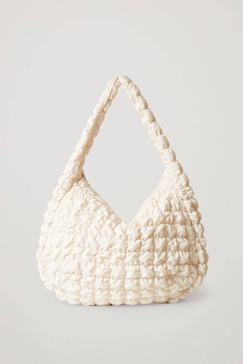 퀼티드 오버사이즈 숄더백 오프 화이트 크림 아이보리