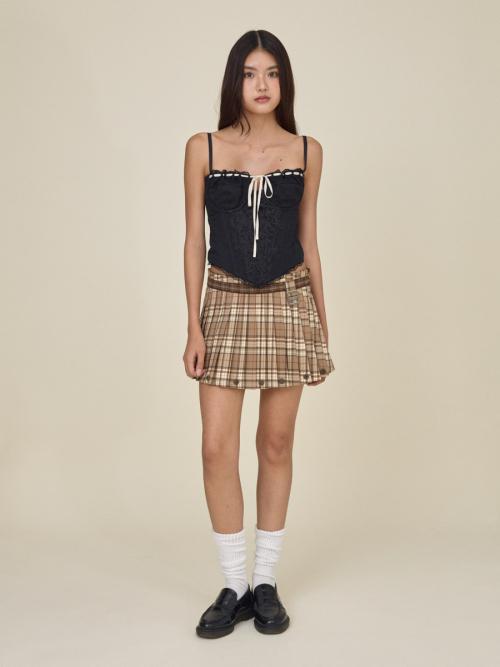 HAZE TWOTONE PLEATED SKIRT (BROWN)