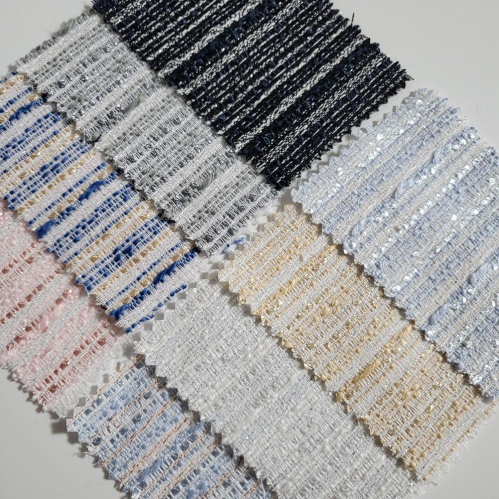 클레르 메탈 스트라이프 자카드 트위드원단 9칼라 자가드