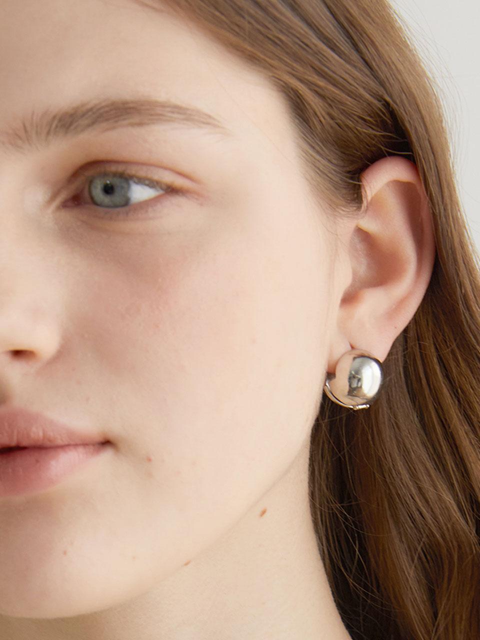 one touch ball earrings (E005_silver large)