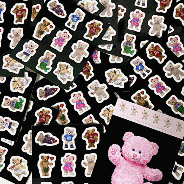 [159매세트] 감성 하이틴 곰돌이 하트 체크 단색 스티커 세트 다꾸 다이어리 일기장 폴카 콜렉트북 인스 도무송 마테 칼선 핸드폰 아이폰 갤럭시 아이패드 노트북 케이스