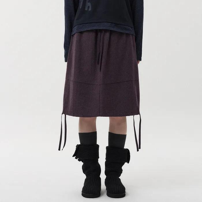 STITCH BANDING MIDI SKIRT, PURPLE