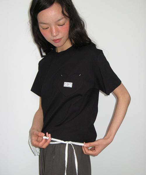 HEART POCKET OVER FIT SHORT SLEEVE T SHIRT BLACK