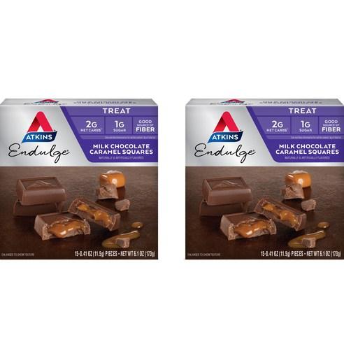 앳킨스 인덜지 밀크 초콜릿 캐러멜 스퀘어 15개입, 173g, 2개 - 밀크 초콜릿 | 쿠팡