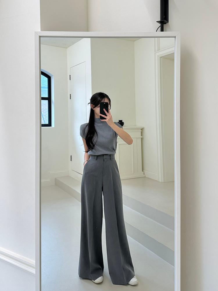 라떼 반목 반팔니트 캡소매 티셔츠