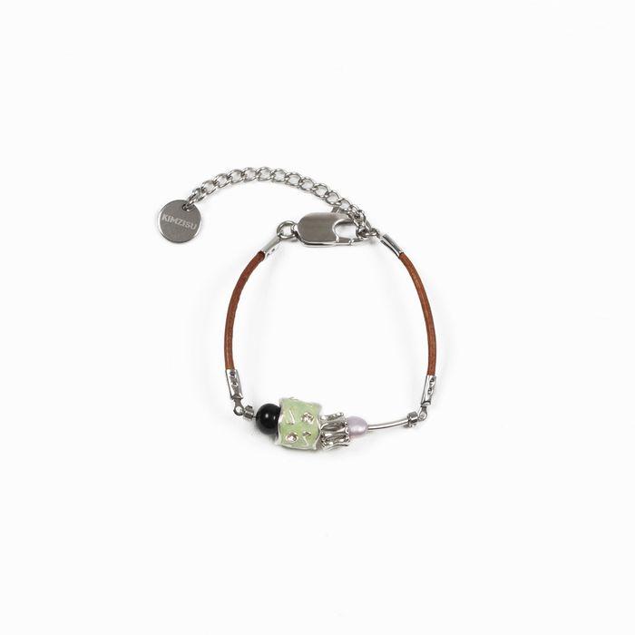 Stone Combi Bracelet - Barrel Loop _ BROWN