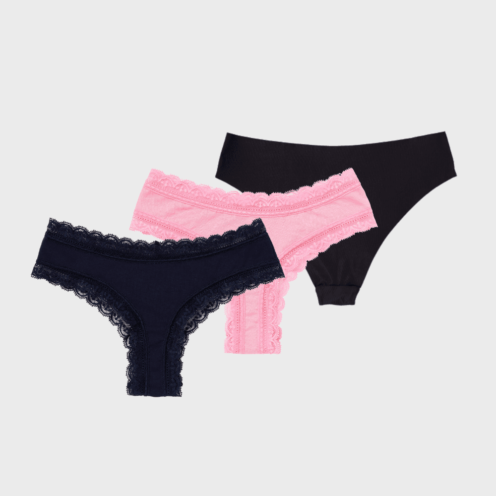 Pink Nerd Set 심리스 레이스 치키 팬티 세트