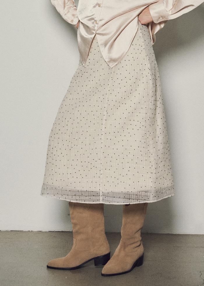 [4/25 예약발송]Dot See-through Layered Skirts_CTS609(Cream)