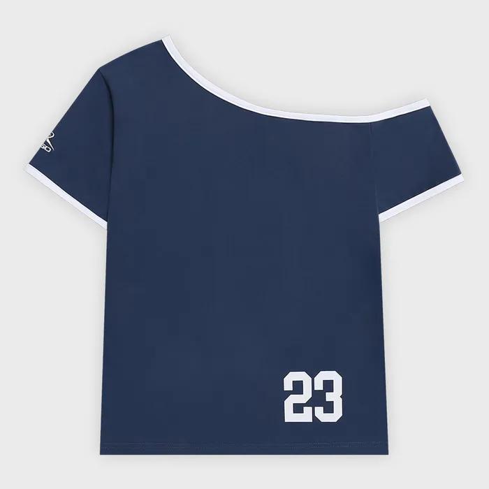 키치 스타 원 숄더 티셔츠 - NAVY