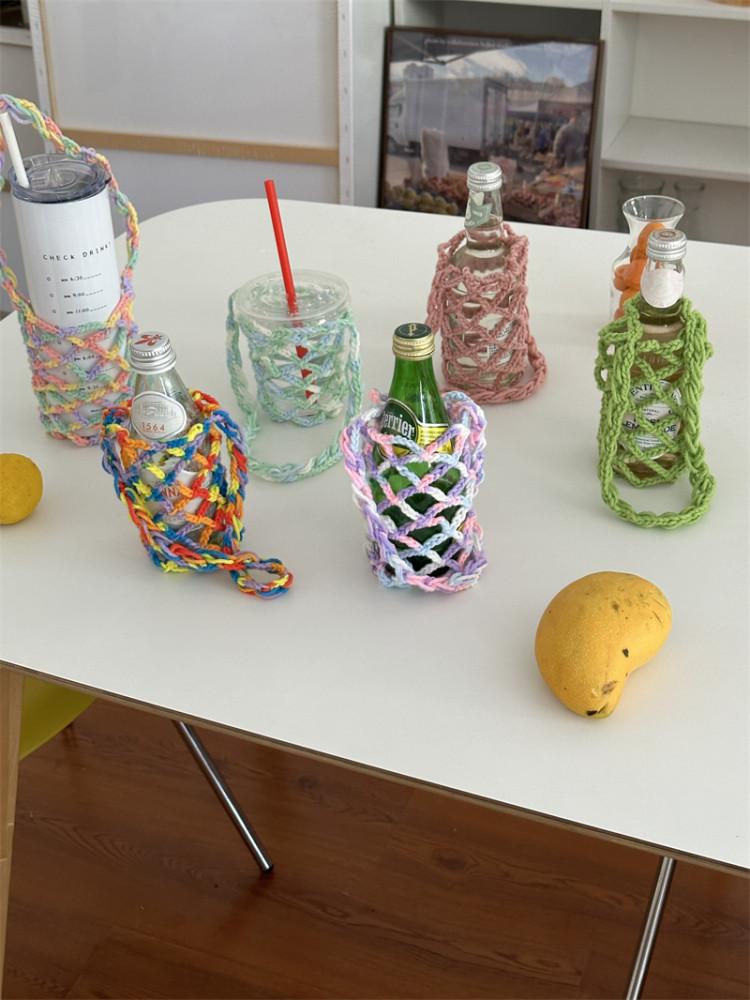 12color 니트 텀블러캐리어 드링트백 컵홀더 휴대용 핸드메이드 니트 보온병 컵캐리어