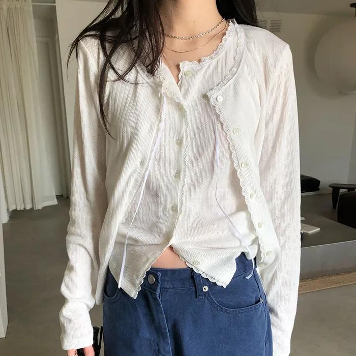 [4차리오더]LACE BUTTON CARDIGAN (IVORY)