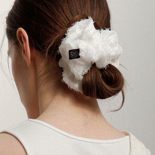 Lace Flower Scrunchie_White
