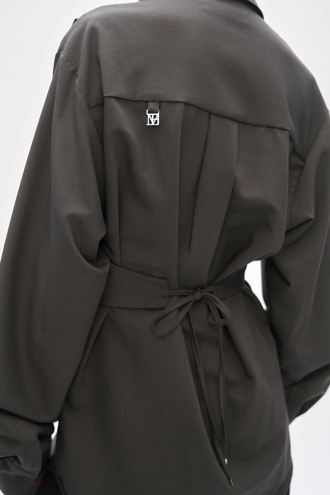 Wrap Shirring Blouse [ Ash Brown ]