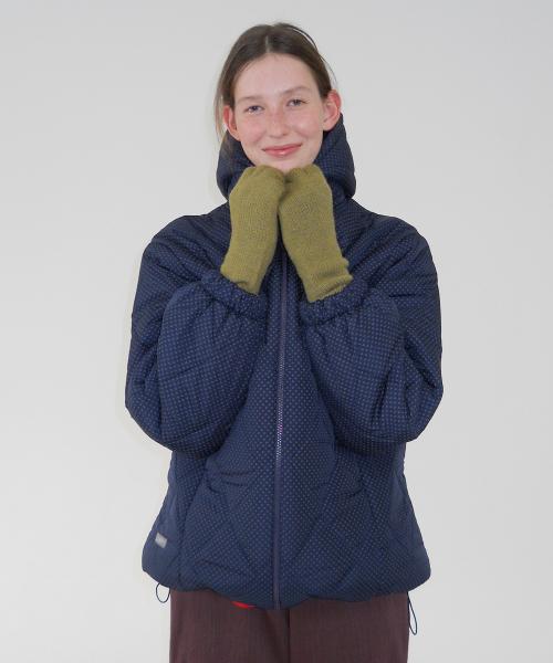 후디드 퀼티드 점퍼 다크 레이크