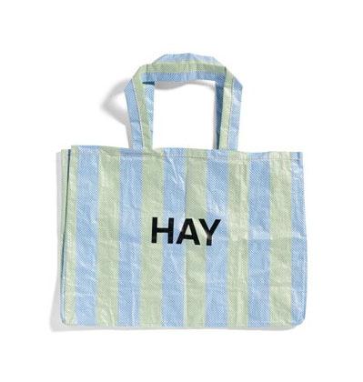 헤이 리사이클드 캔디 스트라이프 블루 앤 그린 빅사이즈가방 Hay Recycled Candy Stripe M Blue and Green 헤이 쇼퍼백 헤이에코백