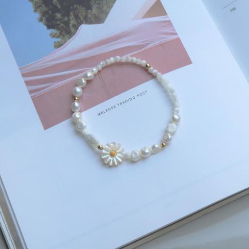 단델리온 자개 진주 비즈팔찌