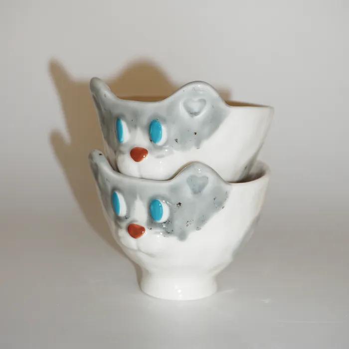 cream-jan (2p) / 고양이 술잔 찻잔 (2p)