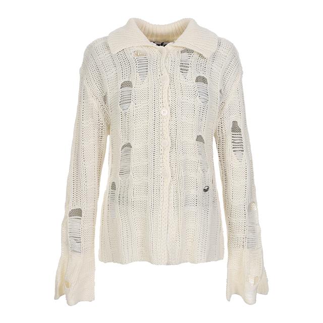 [셀럽착용] KNIT COLLAR CARDIGAN IVORY 카라 니트 가디건  BQ4KG003