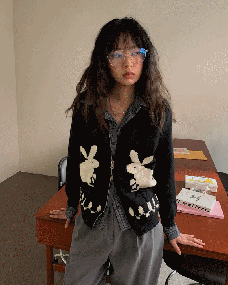 BUNNY KNIT ZIP-UP