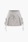 Low Rise Tie Cargo Mini Skirt - LIGHT GRAY / XS