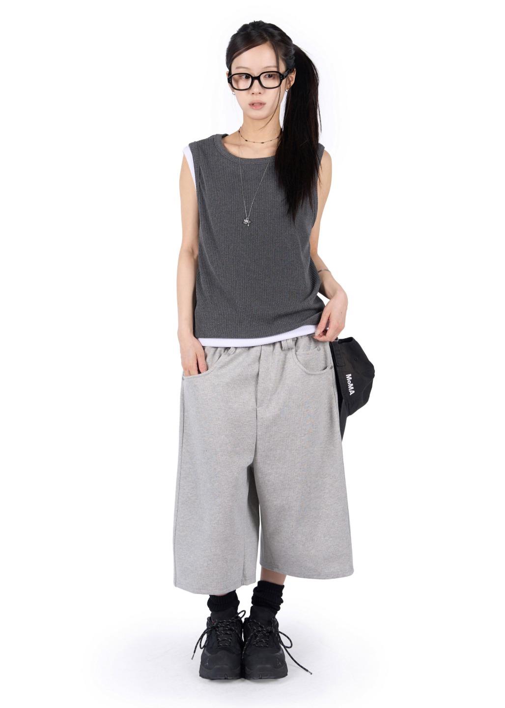 릿킴 BELTED BERMUDA SWEAT PANTS