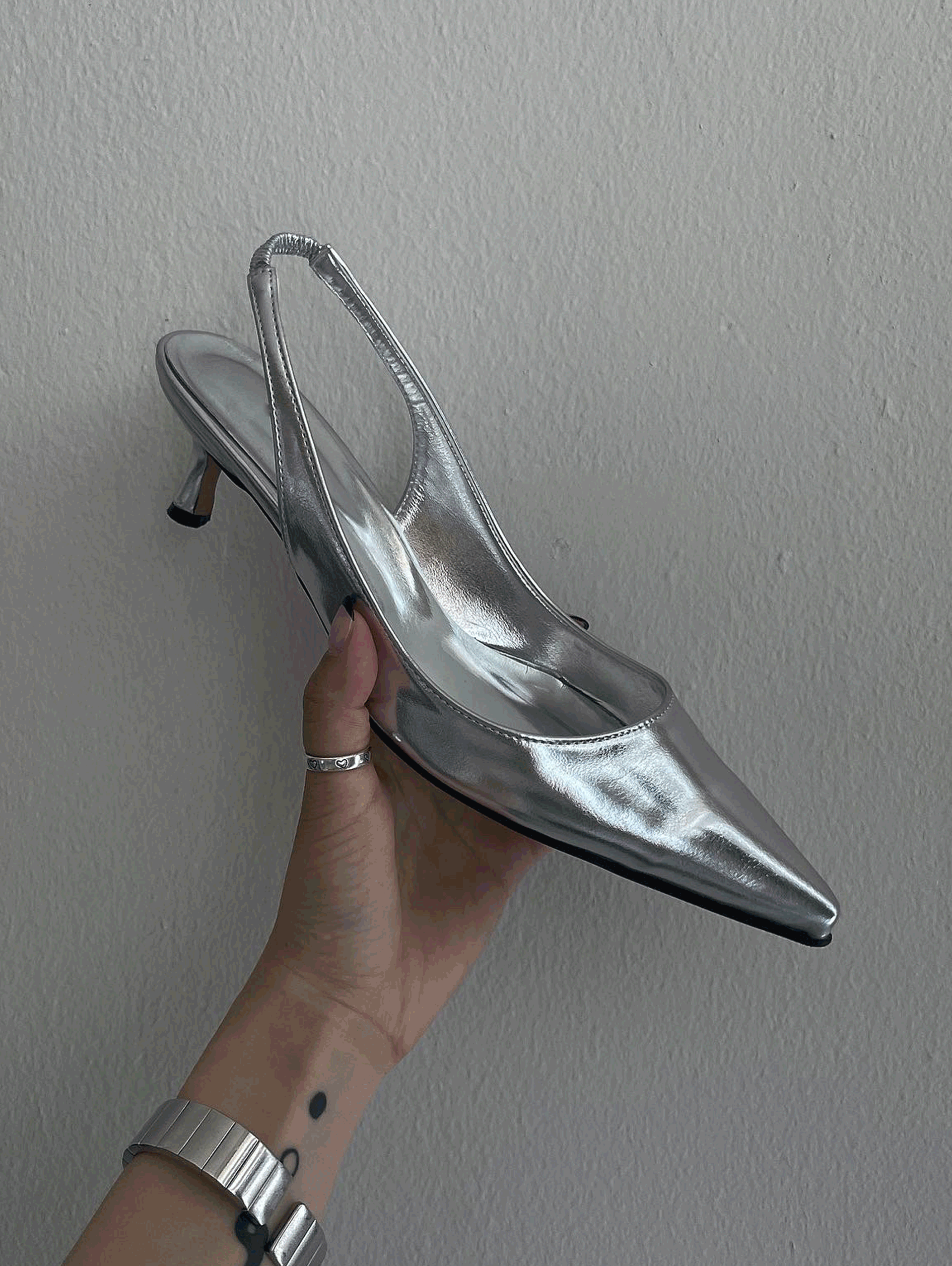 Silver&White stiletto heel (국내생산/5cm)