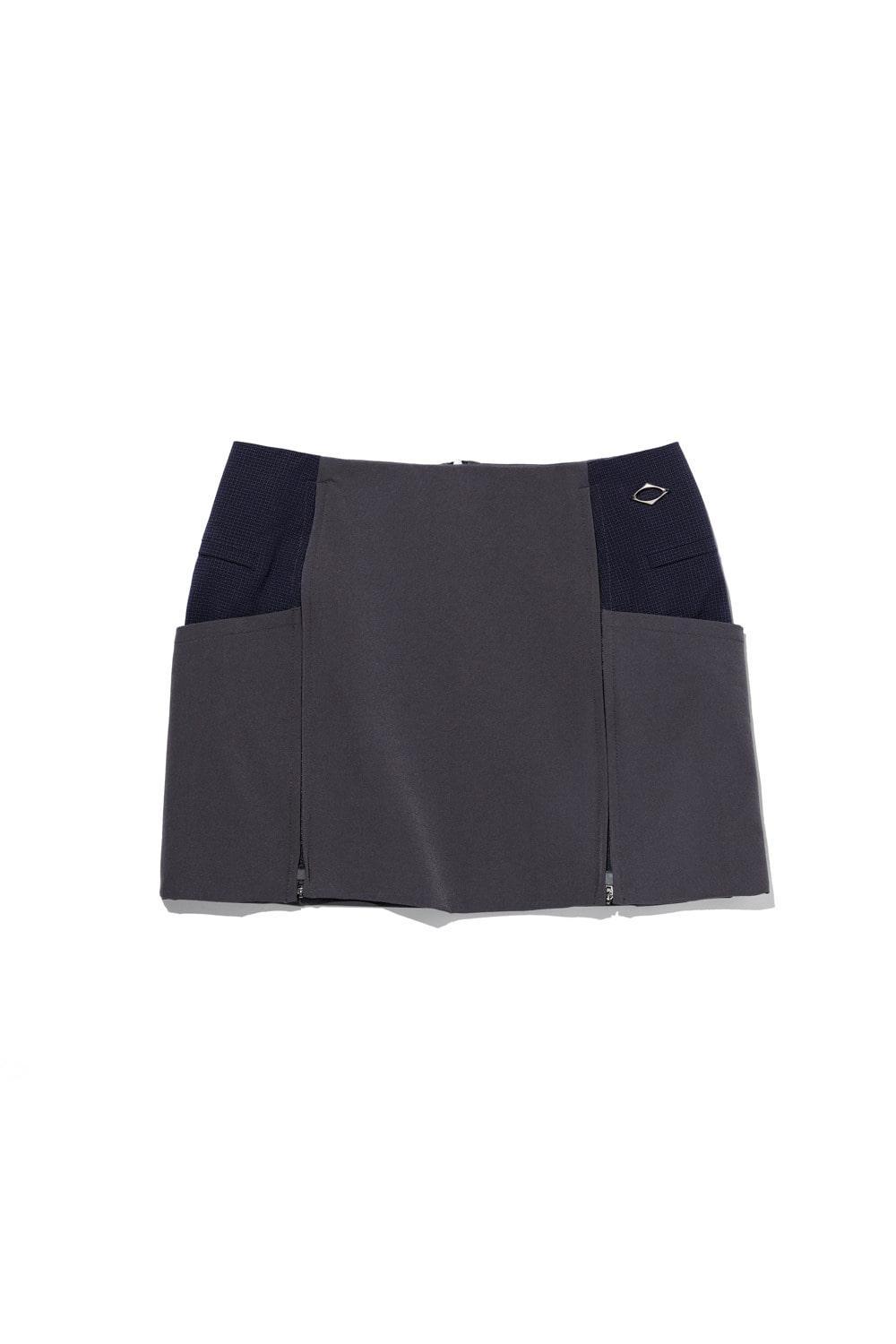 ZIPPER SLIT SKIRT_CHARCOAL