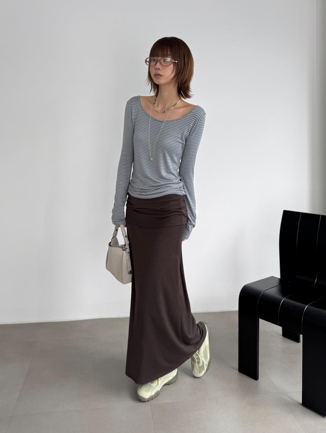 [prts made] 스트레치드 투웨이 맥시 스커트(brown)