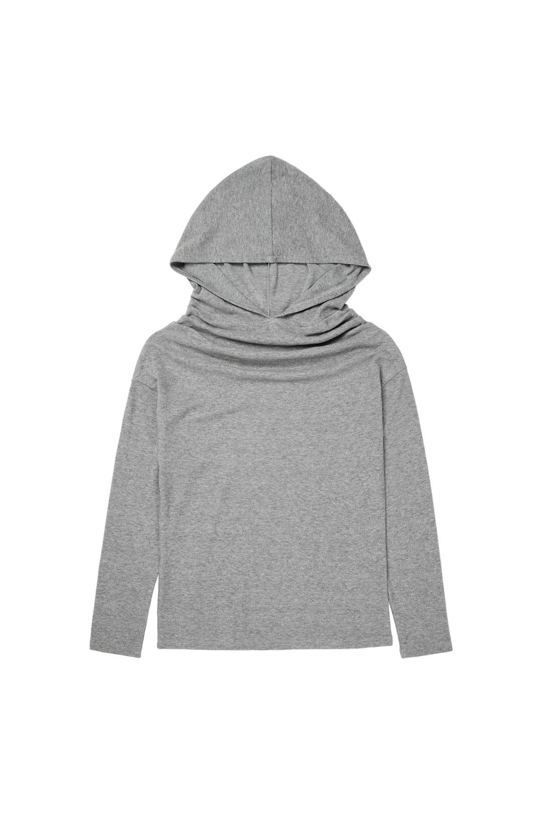 HUG ME HOOD LONG SLEEVE IN MELANGE GREY