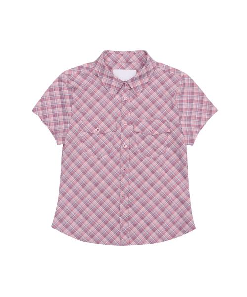 CHECK SHORTSLEEVE SHIRTS PINK