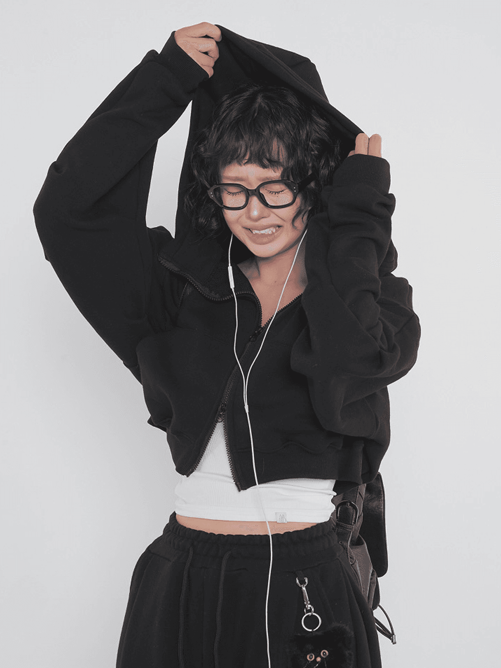 NANGCHU! ZIP-UP HOODIE CROP VER.(BLACK)