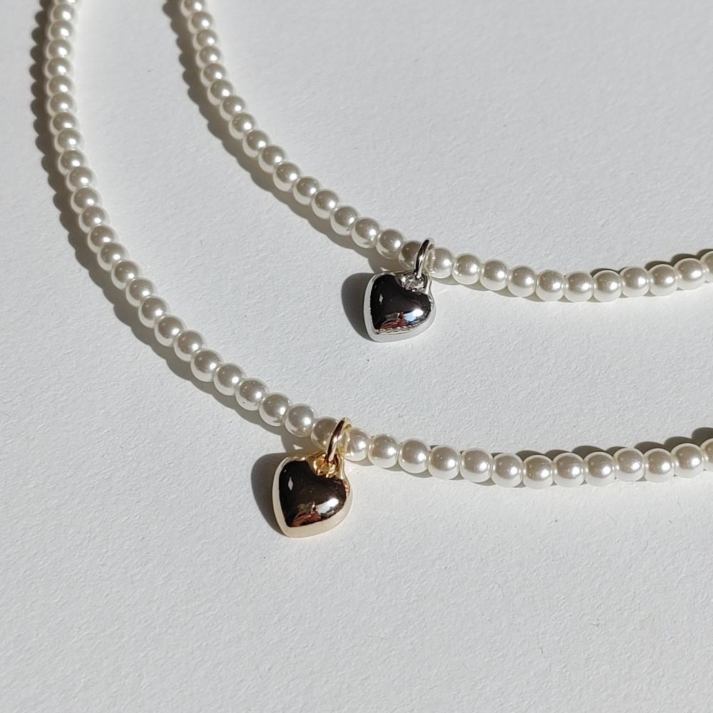 통통 하트 펜던트 진주 목걸이 2컬러