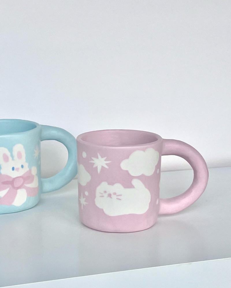 구름고양이 머그컵 (pink.ver)/ cloud kitty mug (주문제작 2~3주 소요)