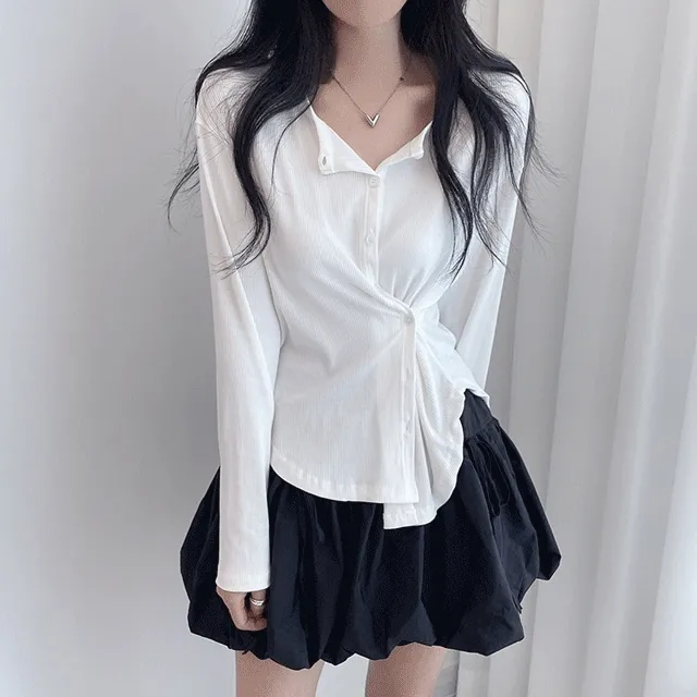 [투웨이!] 여리여리 찰랑 골지 언발 루즈핏 랩 가디건