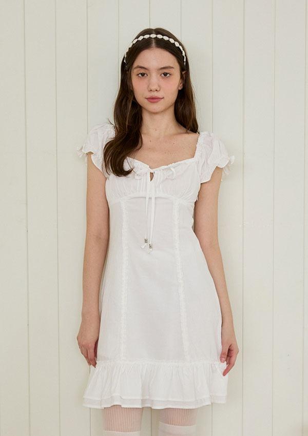 PETITE PUFF FRILL DRESS_WHITE