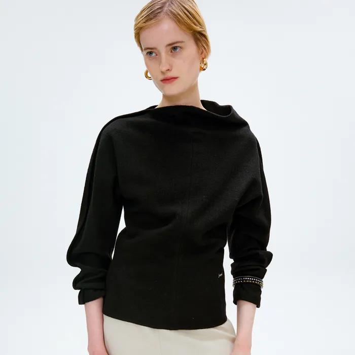 STRUCTURED HIGH-NECK WOOL TOP_BLACK