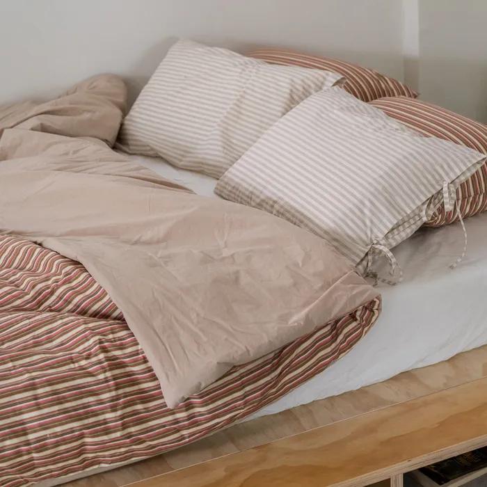 모카 스트라이프 60수 고밀도 옥수수솜 무봉제 차렵이불 SS/Q/K/EK