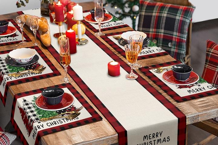 크리스마스 연말파티 홈파티 감성 포인트 테이블 러너 식탁 매트 러너 2종 2size