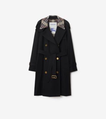 미드 렝스 체크 칼라 캐슬포드 트렌치코트 (블랙) - 여성, 면 | 공식 Burberry®