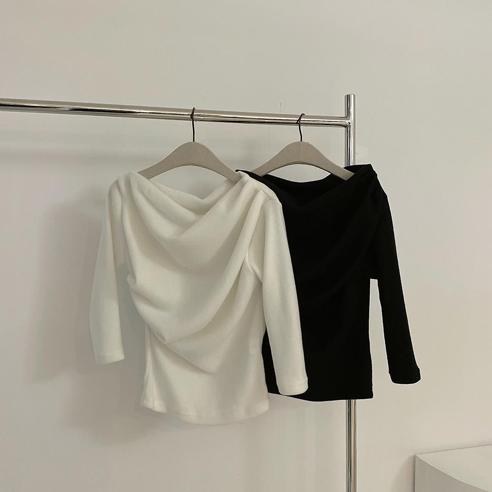 (프리오더)토리 기모 오픈숄더 7부 블라우스티