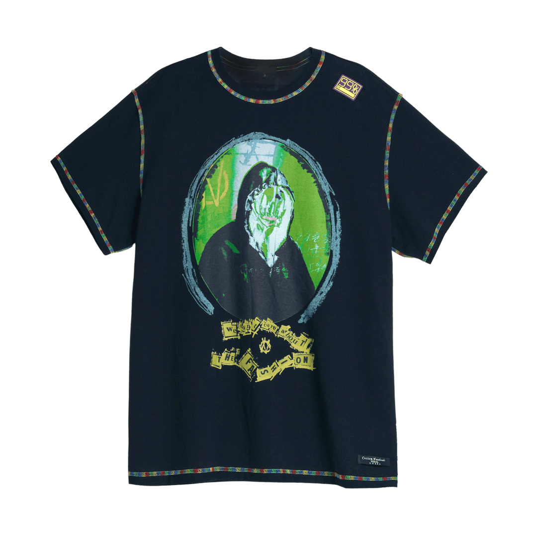 OUR FACE RAINBOW STITCH T-SHIRT (BLACK)