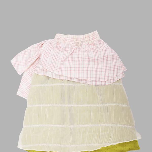 CHIFFON DOT LAYERED BANDING SKIRT