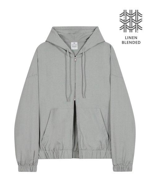 [린넨블렌디드] 린넨 가오리패턴 스트링 후드집업 자켓 IRO149 카키그레이