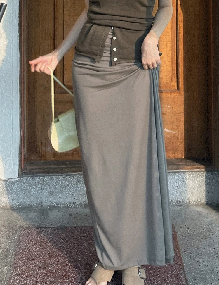 [25FW] [코튼모달] 셔링 폴딩 맥시 스커트(3color)