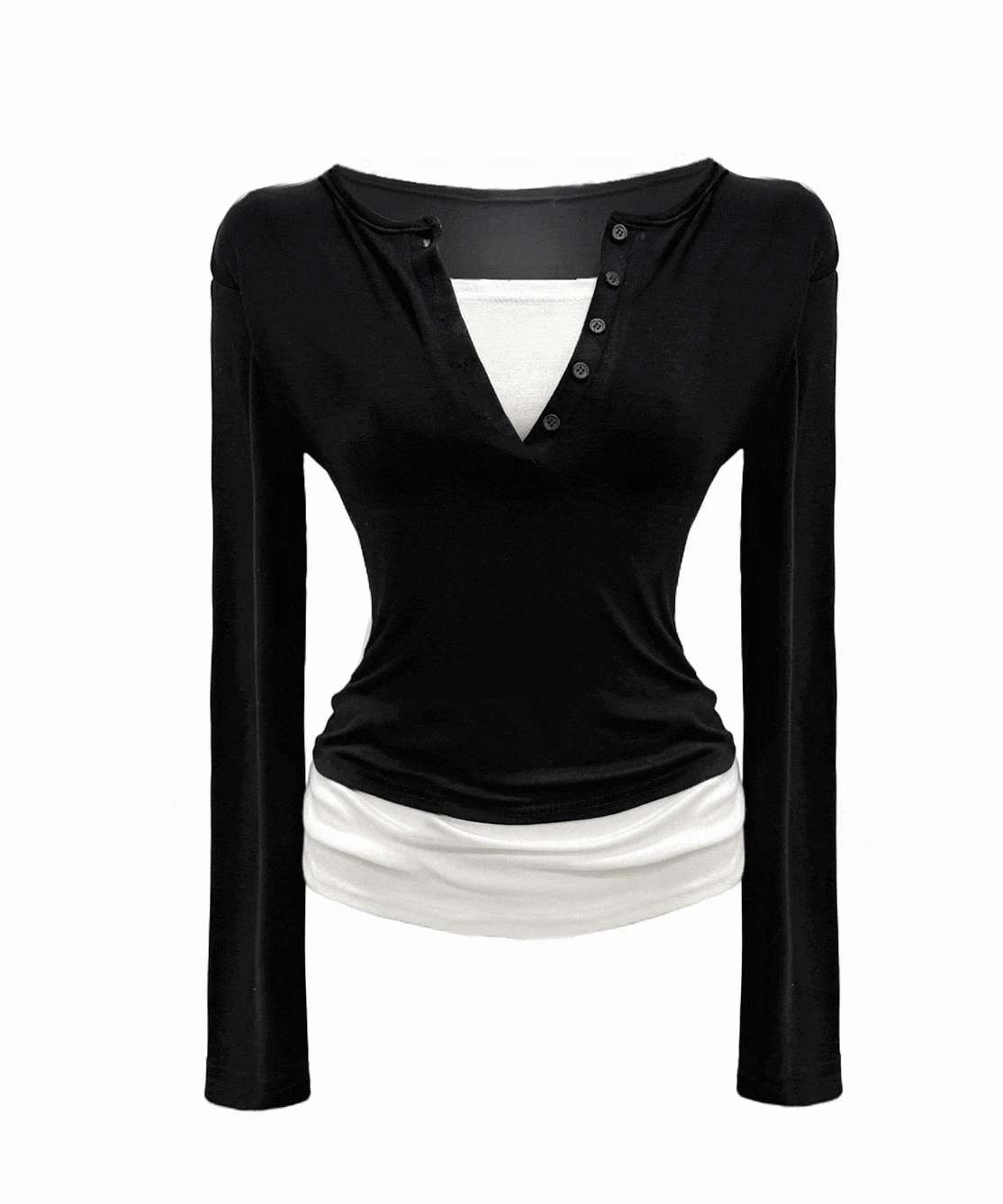 [2types!] Jena layered button T (4color)