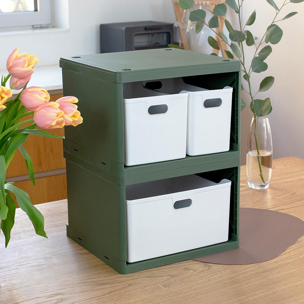 하프쏙쏙 수납장 2개세트_화이트/그린